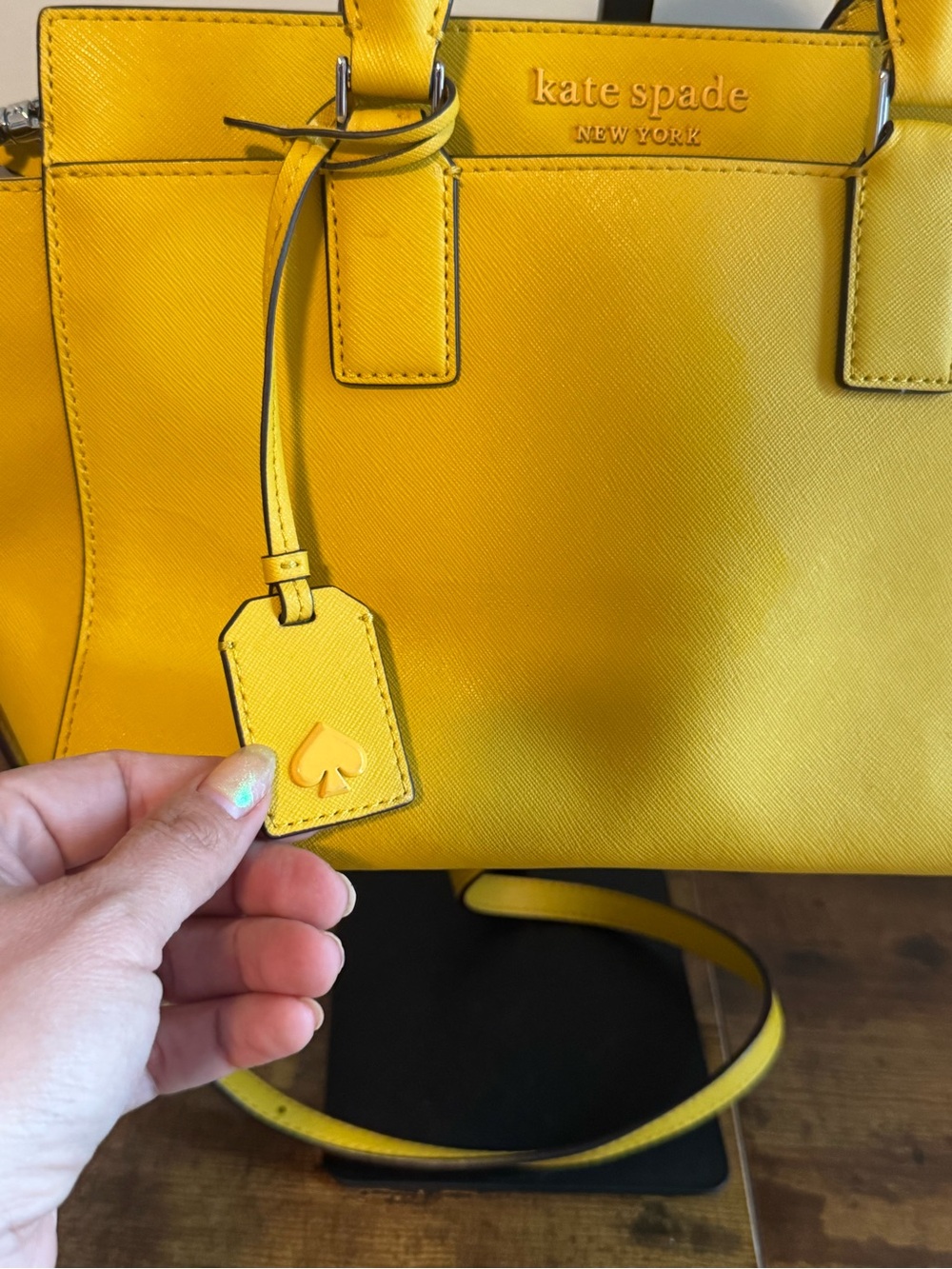 Kate Spade Yellow Leather Satchel with Removable Strap - Picture 9 of 9
